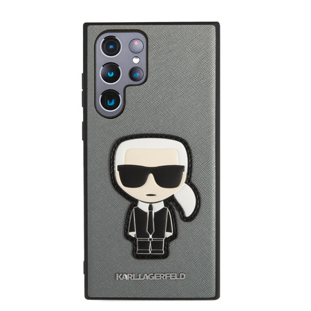 Karl Lagerfeld Saffiano Ikonik Patch - Samsung Galaxy S22 Ultra Tasche (silber)