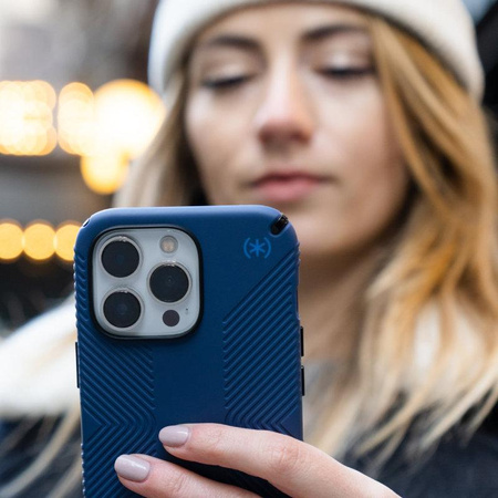Speck Presidio2 Grip MagSafe - Rutschfestes Gehäuse für iPhone 14 Pro (Küstenblau / Schwarz / Weiß)