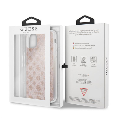 Guess 4G Peony Solid Glitter - pouzdro pro iPhone 11 Pro Max (růžové)