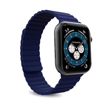 PURO ICON LINK - Mágneses szíj Apple Watch 42/44/45 mm-es órához (M/L) (sötétkék)