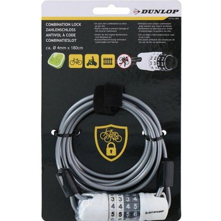 Dunlop - Lankový zámek na kolo Cipher (šedý)