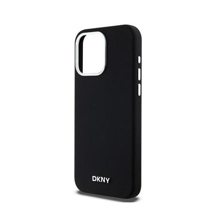 DKNY Liquid Silicone Small Metal Logo MagSafe - pouzdro pro iPhone 15 Pro Max (černé)