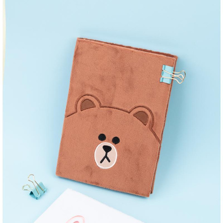 Line Friends - Carnet de notes en peluche / Bloc-notes A5 Teddy BROWN