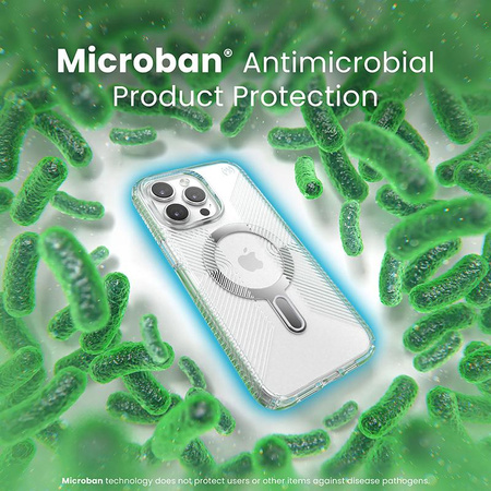 Speck Presidio Perfect-Clear Grip ClickLock & MagSafe - pouzdro pro iPhone 15 Pro Max (čiré / chromované provedení / stříbrná barva)