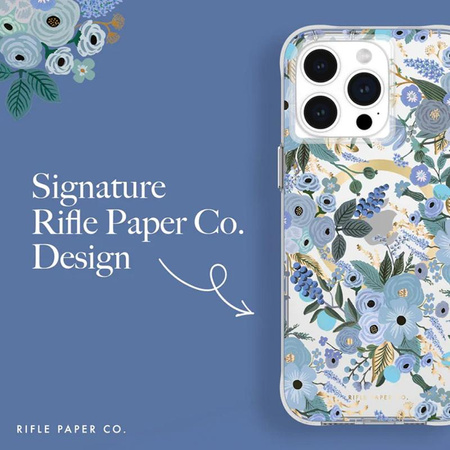 Rifle Paper Clear MagSafe - pouzdro pro iPhone 15 Pro Max (Garden Party Blue)