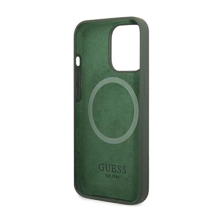 Guess Silikonové pouzdro MagSafe s logem - iPhone 13 Pro Max (zelené)