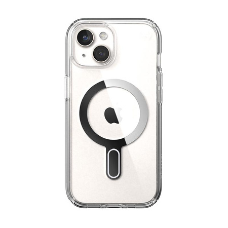 Speck Presidio Perfect-Clear ClickLock & Magsafe - iPhone 15 Case (Transparent / Finition chromée / Argent Serein)