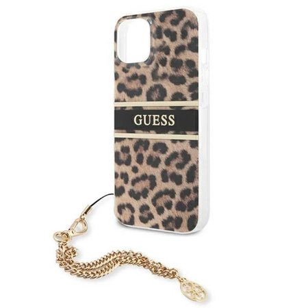 Guess Leopard Gold Chain - étui pour iPhone 13