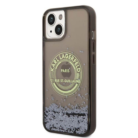 Karl Lagerfeld Liquid Glitter Round RSG Logo Case - iPhone 14 tok (fekete)