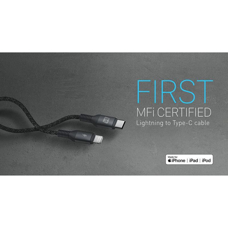 Momax Elite link - Kabel von USB-C (Power Delivery Schnellladung 3A) auf Lightning MFi 1,2 m (Silber)