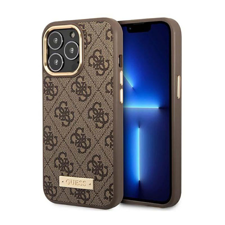 Guess 4G Logo Plate MagSafe - Coque iPhone 14 Pro Max (marron)