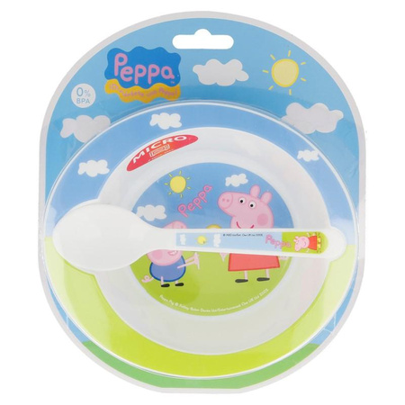 Peppa Malac - Mikrohullámú sütőben használható tál kanállal Peppa Malac