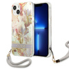 Guess Flower Cord - Tasche mit Umhängeband iPhone 13 mini (Lila)