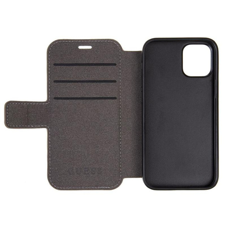 Collection Guess Booktype 4G Charms - Étui pour iPhone 12 mini avec fentes pour cartes (marron)