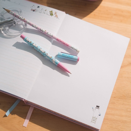 Piórnik Jednokomorowy z Wyposażeniem Muminki Szkolny Długopis + Ołówek