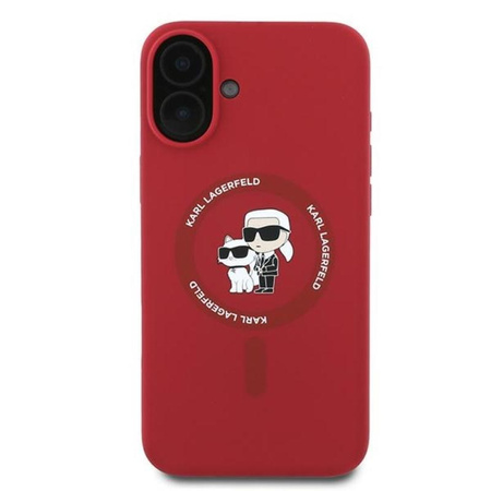 Karl Lagerfeld Silicone Karl & Choupette Ring MagSafe - Coque pour iPhone 16 Plus (rouge)