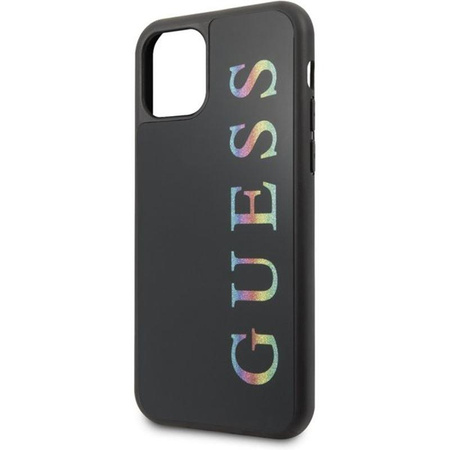 Guess Double Layer Glitter Case Logo Multicolor - iPhone 11 Pro Max Hülle (Schwarz/Multicolor)