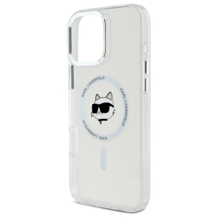 Karl Lagerfeld IML Metall Choupette Kopf MagSafe - iPhone 16 Pro Max Tasche (weiß)