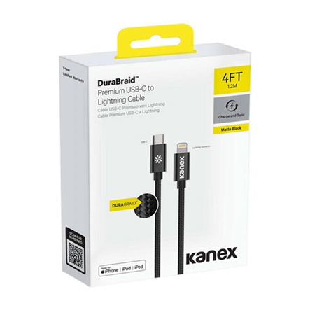 Kanex DuraBraid - Kabel połączeniowy USB-C (Power Delivery) na Lightning MFi 1,2 m (Silver)