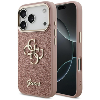 ETUI DO IPHONE 17 PRO GUESS ORYGINALNE RÓŻOWE BROKATOWE ELEGANCKIE CASE