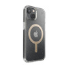 Speck Presidio Perfect-Clear avec paillettes + MagSafe - Coque pour iPhone 14 / iPhone 13 avec revêtement MICROBAN (transparent / paillettes or)