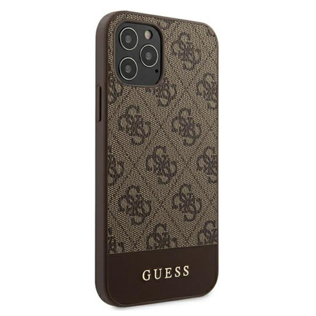 Collection 4G Bottom Stripe de Guess - Coque pour iPhone 12 / iPhone 12 Pro (marron)