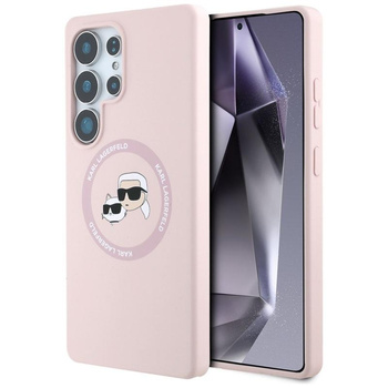 Karl Lagerfeld Silikon Doppelköpfe und Kreis MagSafe - Samsung Galaxy S25 Ultra Case (rosa)