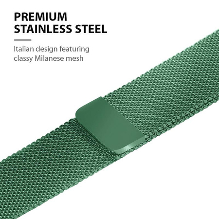 Crong Milano Steel - Bracelet en acier inoxydable pour Apple Watch 44/45/46/49 mm (vert)