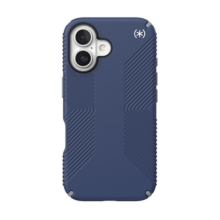 Speck Presidio2 Grip - iPhone 16 Hülle (Küstenblau / Staubgrau / Weiß)