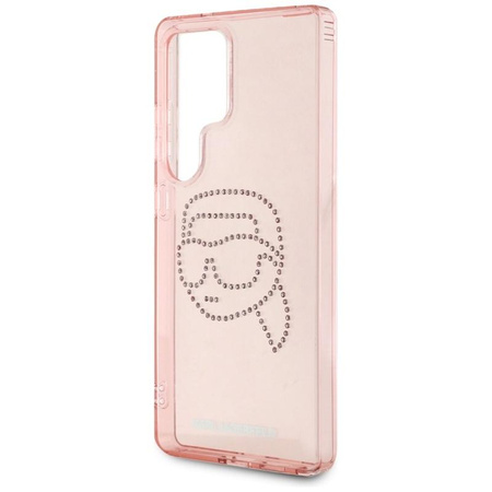 Karl Lagerfeld Rhinestones Karl Head Logo - Etui Samsung Galaxy S25 Ultra (różowy)