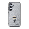 Karl Lagerfeld Fixed Glitter Iconic Logo Metal Pin - pouzdro pro Samsung Galaxy S24+ (stříbrné)