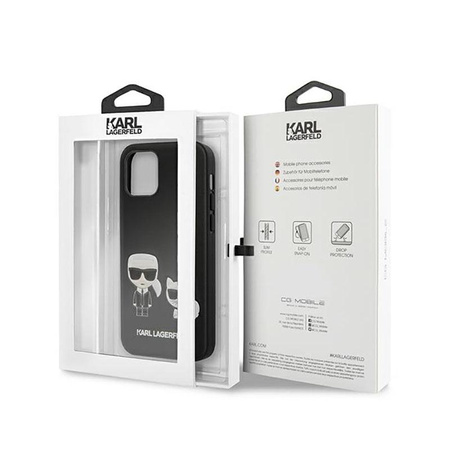 Karl Lagerfeld PU Leather Karl & Choupette Embossed - Coque iPhone 12 / iPhone 12 Pro (noir)
