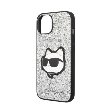 Karl Lagerfeld NFT Glitter Choupette Patch - pouzdro pro iPhone 14 (stříbrné)