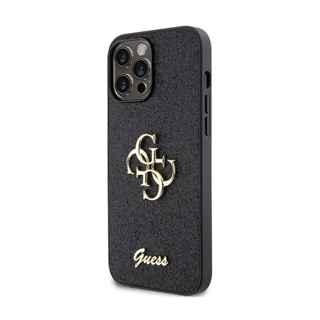 Pouzdro Guess Glitter Script Big 4G - iPhone 13 Pro Max (černé)