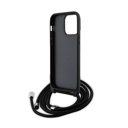 Karl Lagerfeld Crossbody Saffiano Metal Pin Karl & Choupette - Coque pour iPhone 14 Pro Max (noir)