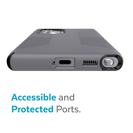 Speck Presidio2 Grip - Samsung Galaxy S22 Ultra Case with MICROBAN Coating (Graphite Grey/Black)