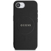 Guess Grained Ring MagSafe - Pouzdro na iPhone 16e (černé)