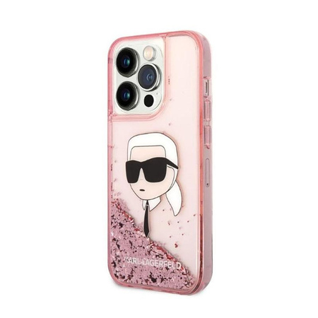 Karl Lagerfeld Liquid Glitter NFT Karl's Head - iPhone 14 Pro Max Tasche (rosa)