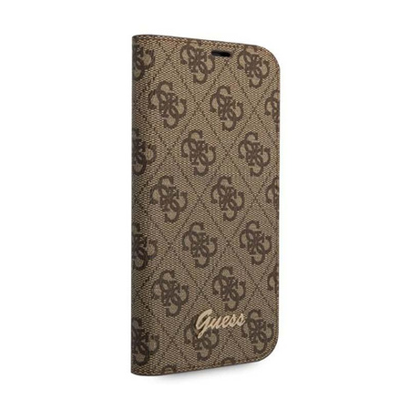 Guess 4G Metal Camera Outline Booktype Case - Coque pour iPhone 14 Plus (marron)