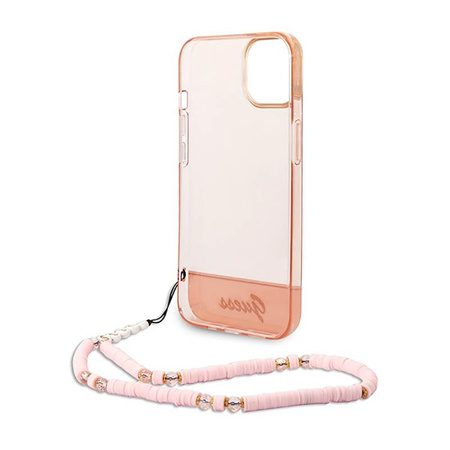 Guess Translucent Pearl Strap - Coque iPhone 14 Plus (rose)