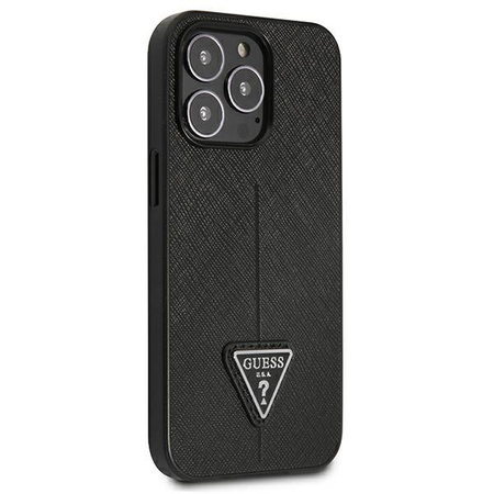Guess Saffiano Triangle Logo Case - Coque pour iPhone 13 Pro (noir)
