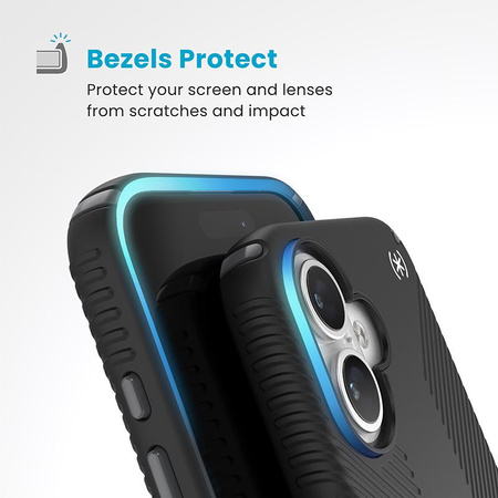 Speck Presidio2 Grip - pouzdro pro iPhone 16 (černé / břidlicově šedé / bílé)