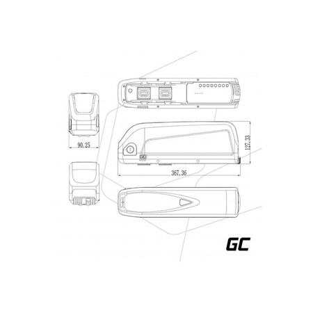 Green Cell - E-Bike battery with charger 48V 18Ah 864Wh Li-Ion XLR 3 PIN