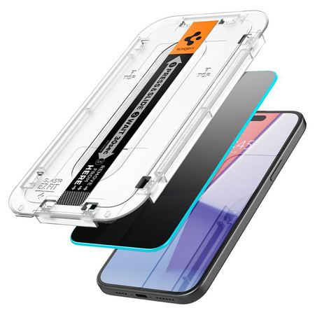 Spigen GLAS.TR EZ FIT Privacy 2er-Pack - Gehärtetes Glas mit Sichtschutzfilter für iPhone 15 / 16 2 Stück