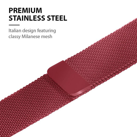 Crong Milano Steel - Bracelet en acier inoxydable pour Apple Watch 38/40/41/42 mm (rouge)