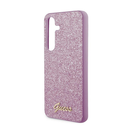 Guess Glitter Flakes Metal Logo Case - pouzdro pro Samsung Galaxy S24 (fialové)