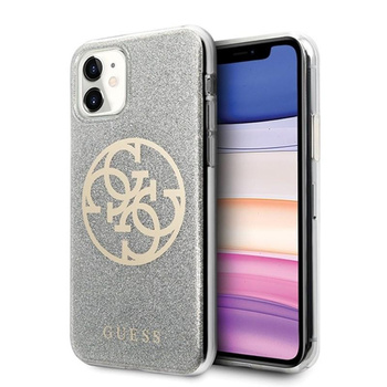 Guess Circle Glitter 4G - Coque iPhone 11 (Gris clair)