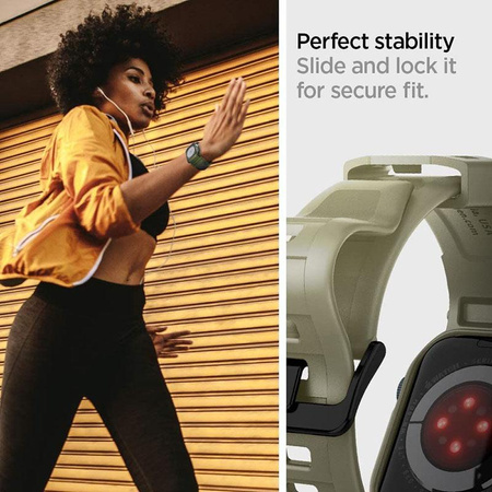 Spigen Rugged Armor Pro - Bracelet avec étui pour Apple Watch 44/45 mm (Vintage Khaki)