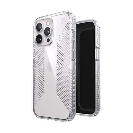 Speck Presidio Perfect-Clear with Grips - pouzdro pro iPhone 13 Pro s povrchovou úpravou MICROBAN (čiré)