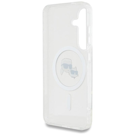 Karl Lagerfeld Button Karl & Choupette Heads Printed Logo MagSafe - Case for Samsung Galaxy S25 (White)